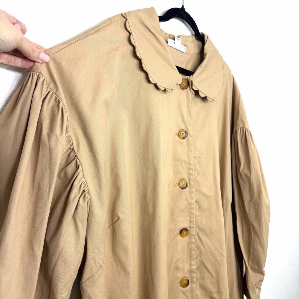 NWT Kika‎ Vargas x Target Beige Scalloped Collar Midi Lightweight Jacket Size 4X - Picture 5 of 14
